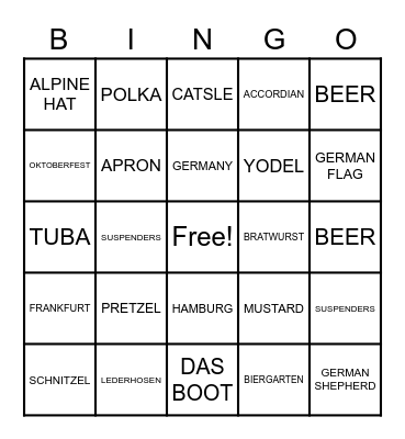GERMANY BINGO Card