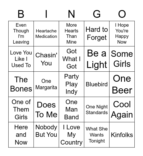 Top 40 Country 2020 Bingo Card