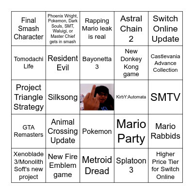 Nintendo Direct 9/23/2021 Bingo Card