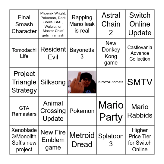 Nintendo Direct 9/23/2021 Bingo Card