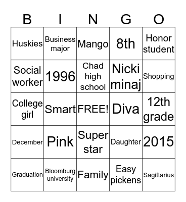 Laraya graduation Bingo Card