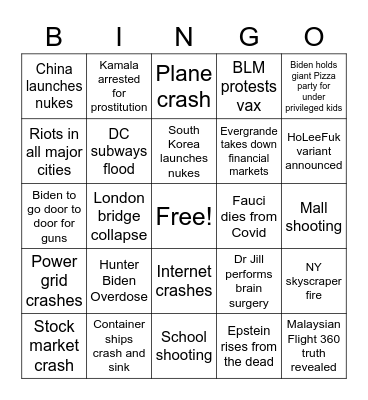 False Flag Bingo Card