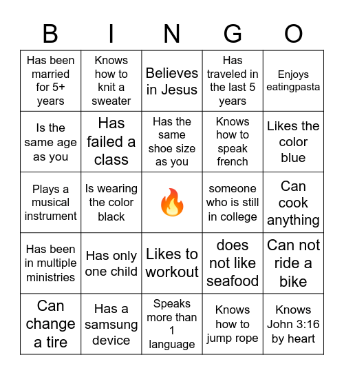 FIND THE GUEST WHO Bingo Card