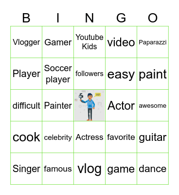 I'm a vlogger! Bingo Card