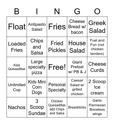 Cashier BINGO Card