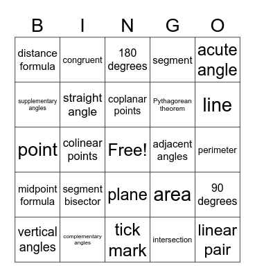 Geometry Tools Bingo Card