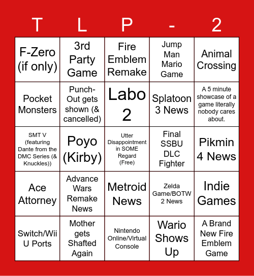 Nintendo Direct Bingo (FEUniverse Edition) Bingo Card