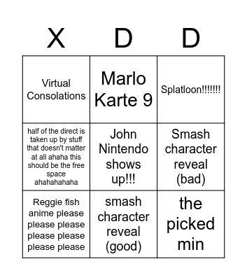 Nintendus Bingo Card