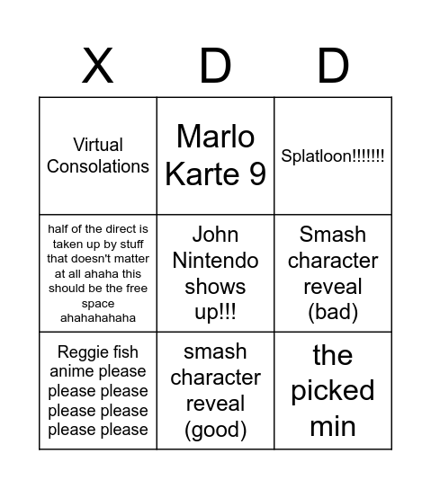 Nintendus Bingo Card