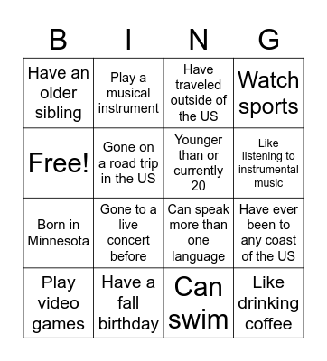 HAIS Bingo Card Bingo Card