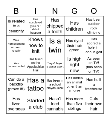 Get to know your team! Bingo Card