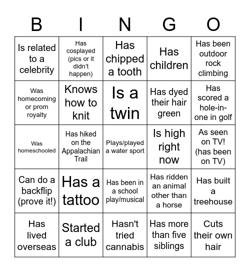Get to know your team! Bingo Card