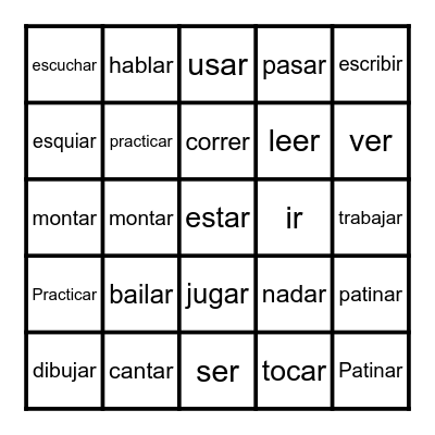 Verb Bingo TEST October 27 Bingo Card