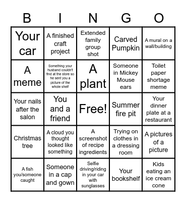 Pictures In Your Phone's Library Bingo Card