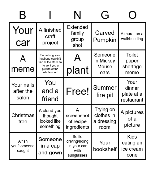 Pictures In Your Phone's Library Bingo Card