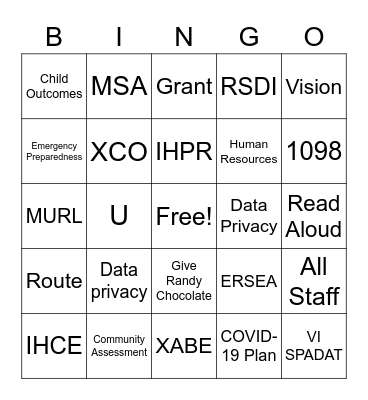 UCAP Bingo! Bingo Card
