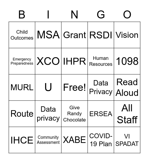 UCAP Bingo! Bingo Card