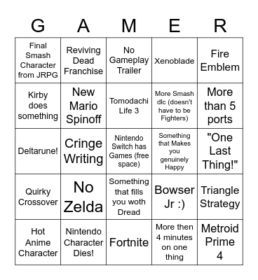 Gayming Bingo Card