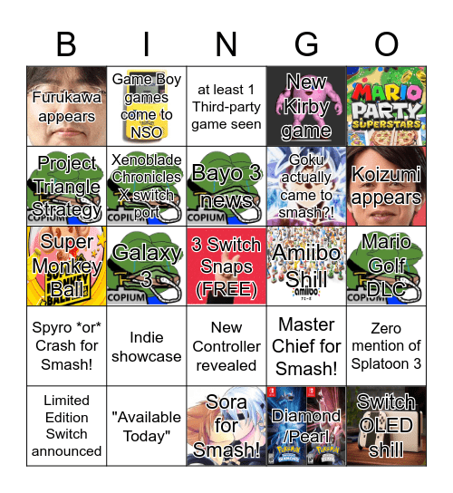 🥳Rando😴 #FreePalestine🇵🇸 on X: Since this September may have a new Nintendo  direct, I've prepared a bingo card already just in case.   / X