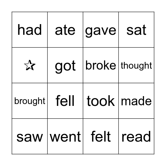 IRREGULAR BINGO Card