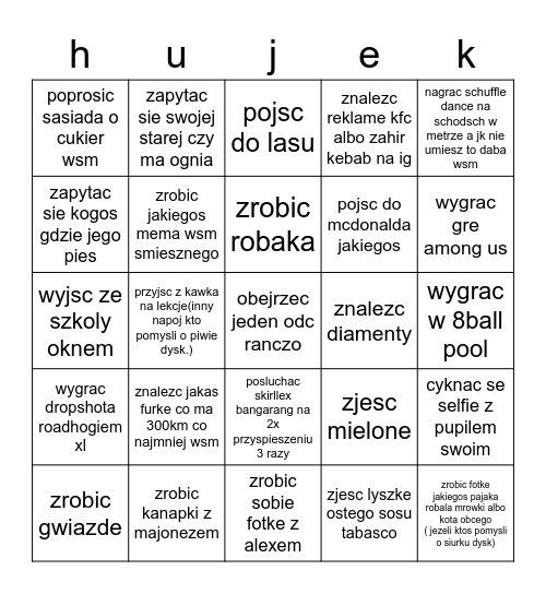 bingo wsm fajne Bingo Card