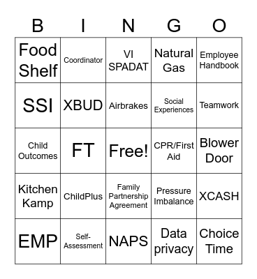 UCAP Bingo Card