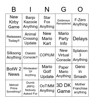 Winter Release 2021 Bingo: COPIUM Overdose Bingo Card