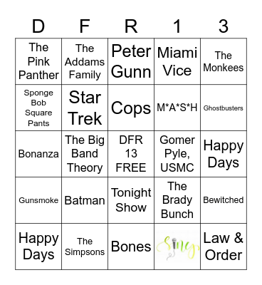 Theme Songs Bingo Card