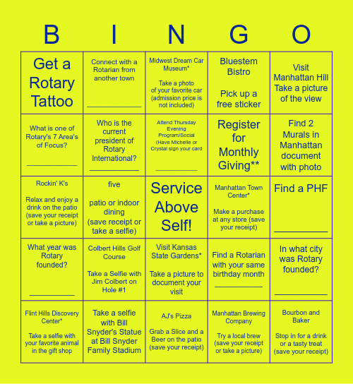 Rotary District Conference #5710 Bingo Card