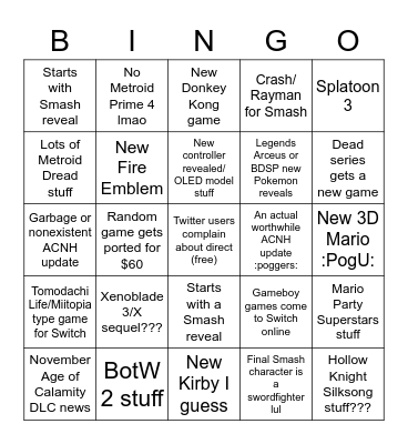 Erik's Sept 2021 Direct Garbage Bingo Card