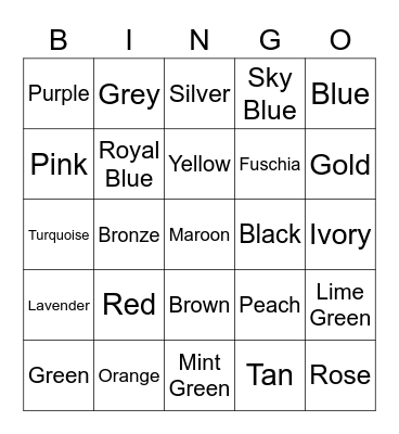 Hugh's Color Bingo Card