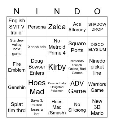 Ninedo Bingo Card