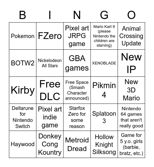 Ninty Direct Bingo Card