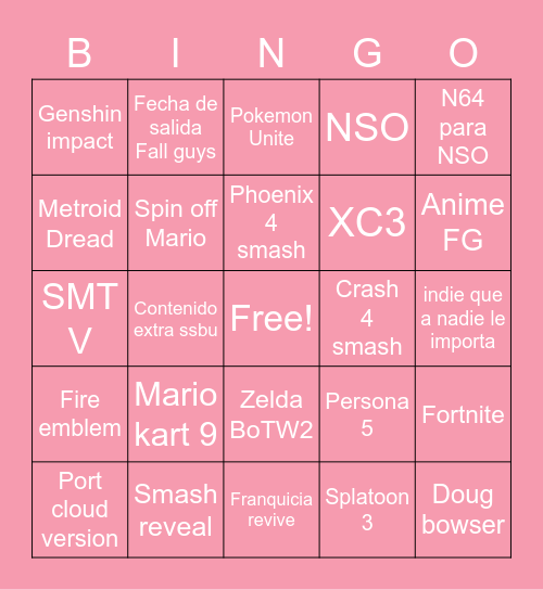 Nintendo Direct 23/9/21 Bingo Card