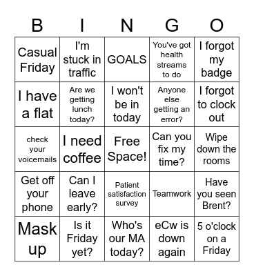 CCSA Bingo Card