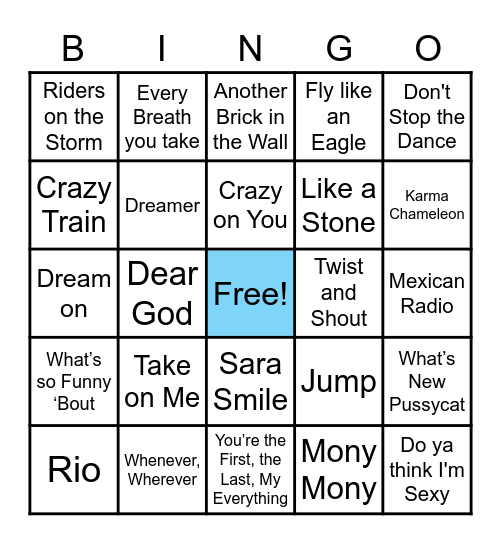 MUSIC Bingo Card