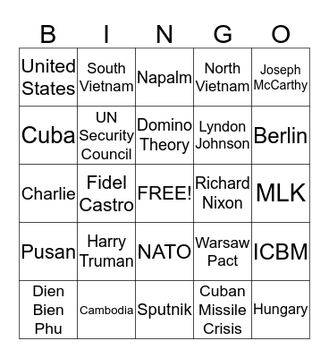 Cold War Bingo  Bingo Card