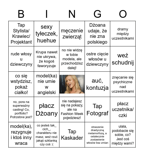 Tap Madl Bingo Card