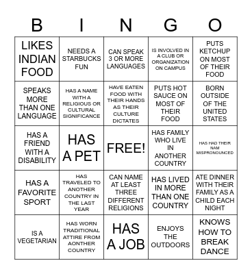 BREAK THE ICE BINGO Card