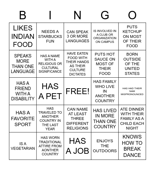 BREAK THE ICE BINGO Card