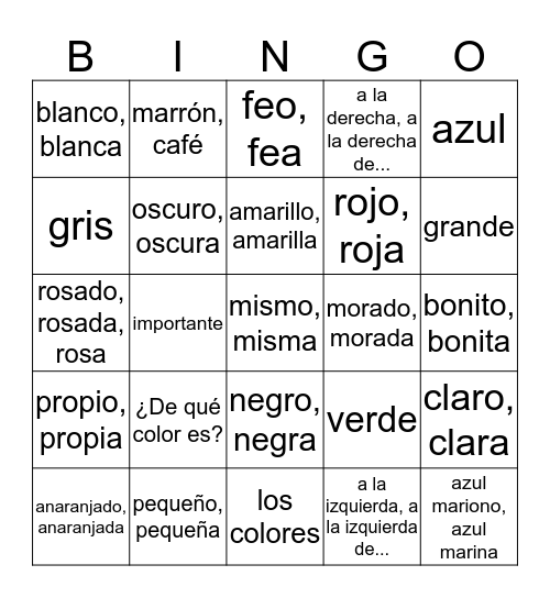 C6SA- Vocabulario- Parte 2 Bingo Card