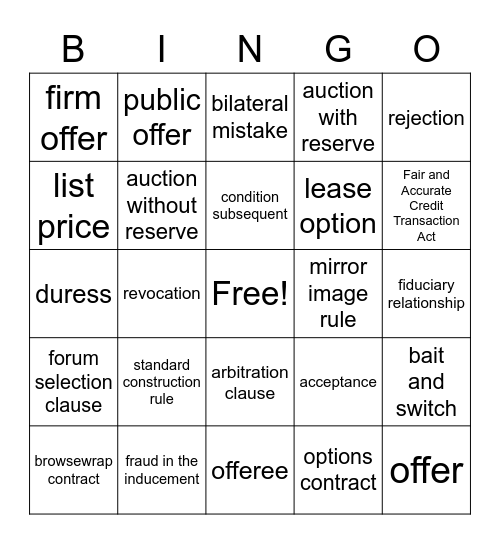 CHAPTER 8 Bingo Card