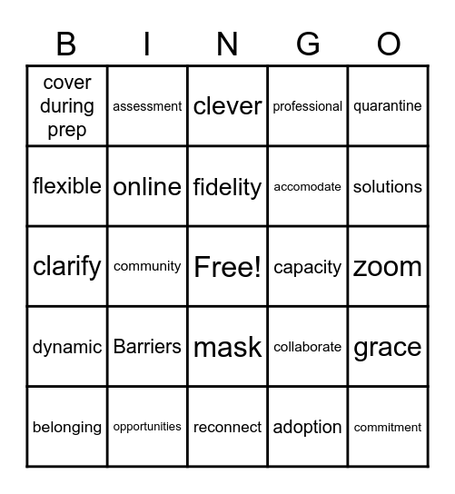 Pandemic Teacher Bingo Card
