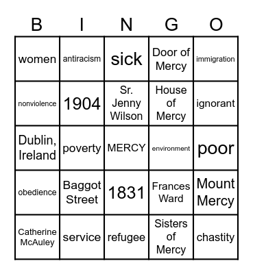 MERCY Bingo Card