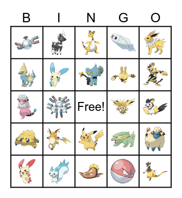 Pokemon - Electric Type Bingo Card