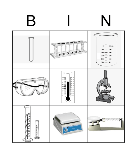 Lab Equipment Bingo Card