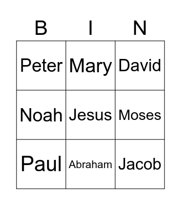 Bible Bingo Card