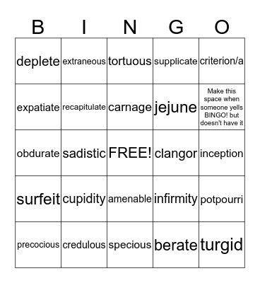 Untitled Bingo Card