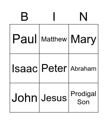 Bible Bingo Card