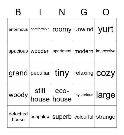 Unit 3 Vocabulary Bingo Card